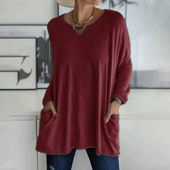 Women's Long Sleeve Blouse – Burgundy