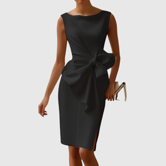 Women's Boat Neck Midi Dress – Black