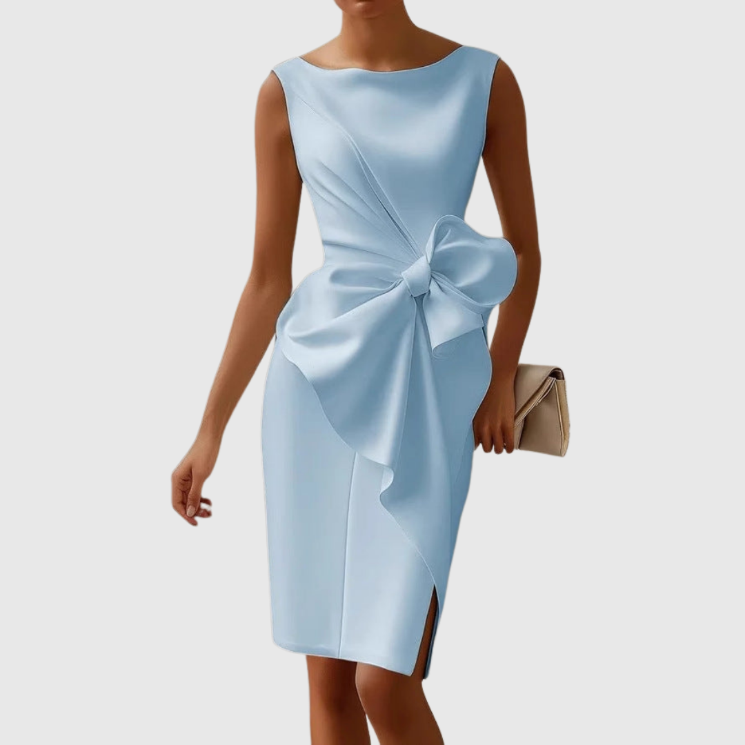 Women's Boat Neck Midi Dress – Blue