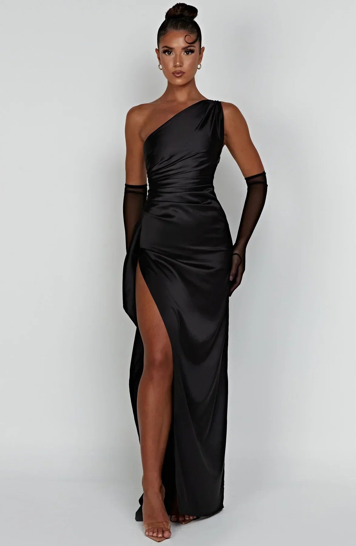Women's One Shoulder Maxi Dress – Black