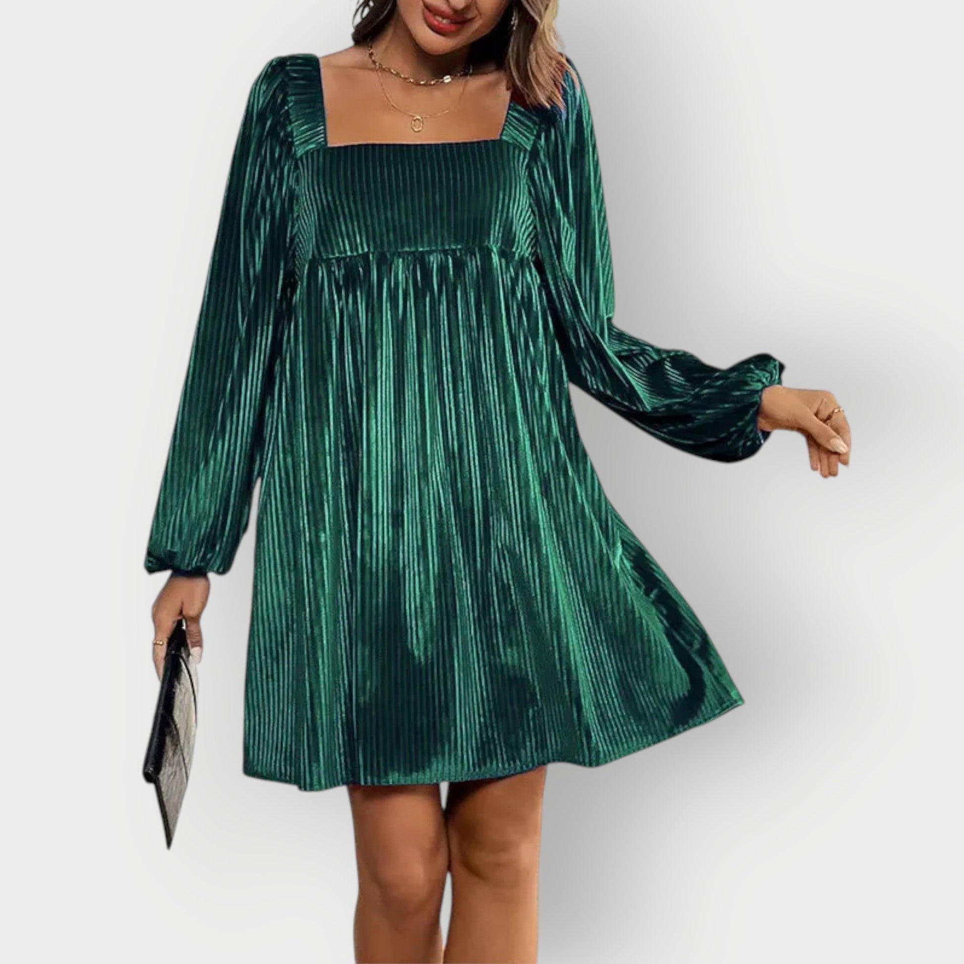 Women's Square Neck Mini Dress – Dark Green