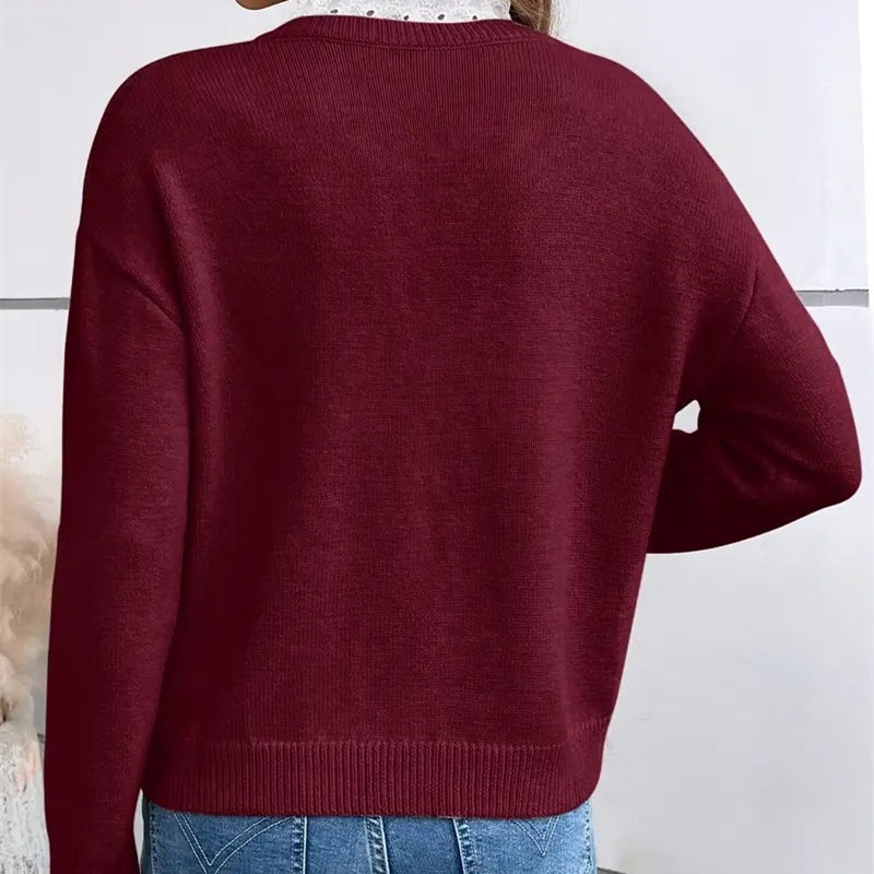 Women's V Neck Long Sleeve Sweater