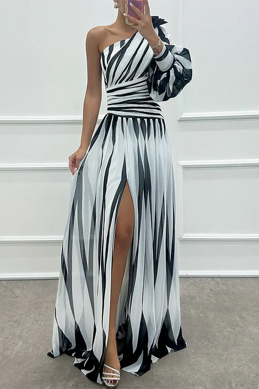 Women's One Shoulder Maxi Dress – White