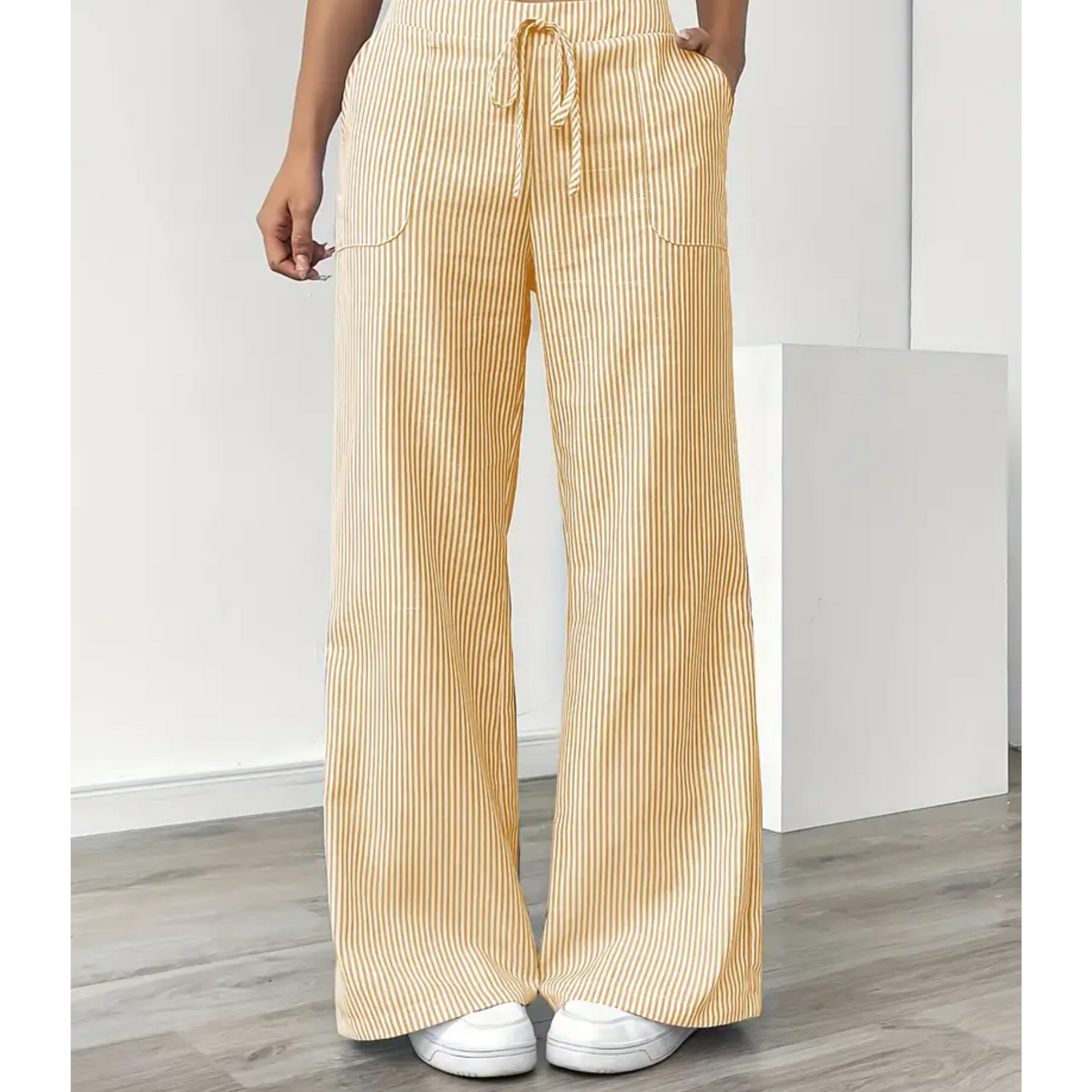 Women's Wide Leg Drawstring Pants – Yellow