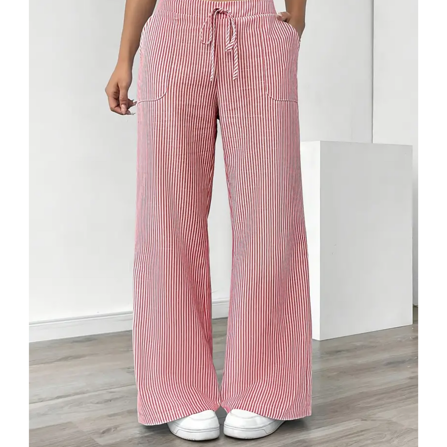 Women's Wide Leg Drawstring Pants – Pink