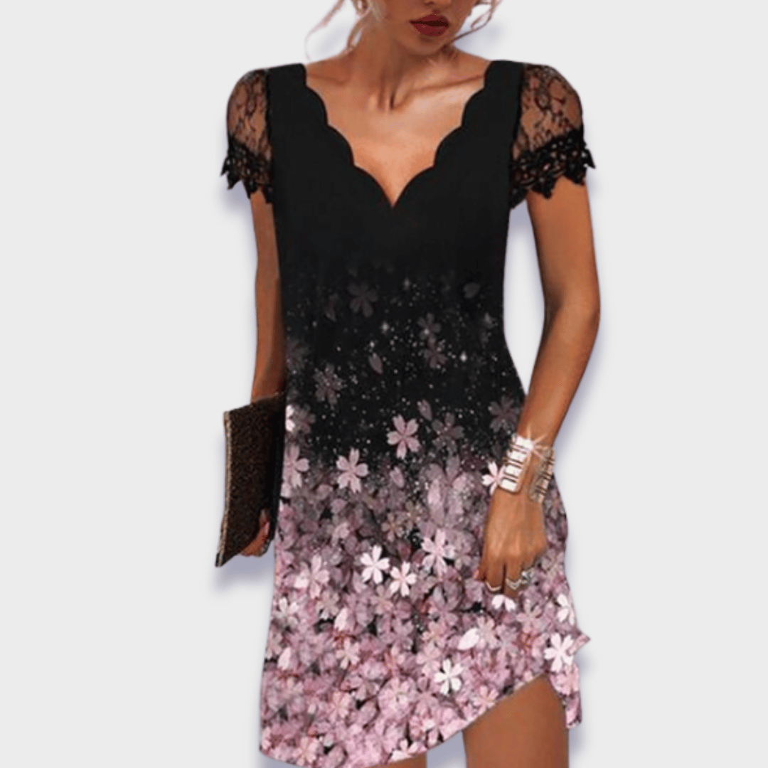 Women's V Neck Mini Dress – Pink