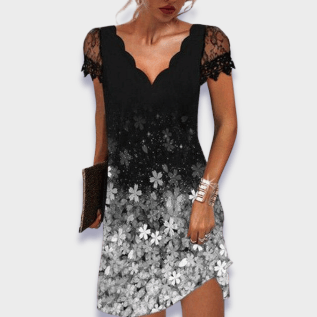 Women's V Neck Mini Dress – Silver