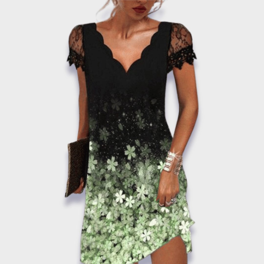 Women's V Neck Mini Dress – Green