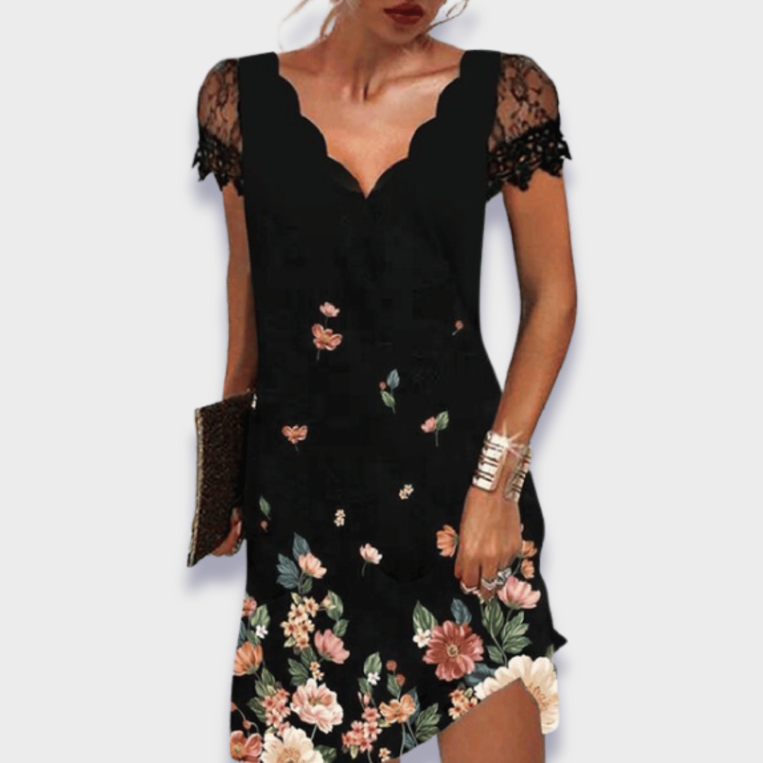 Women's V Neck Mini Dress – Pink And Red