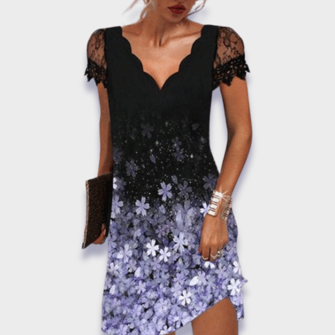 Women's V Neck Mini Dress – Purple