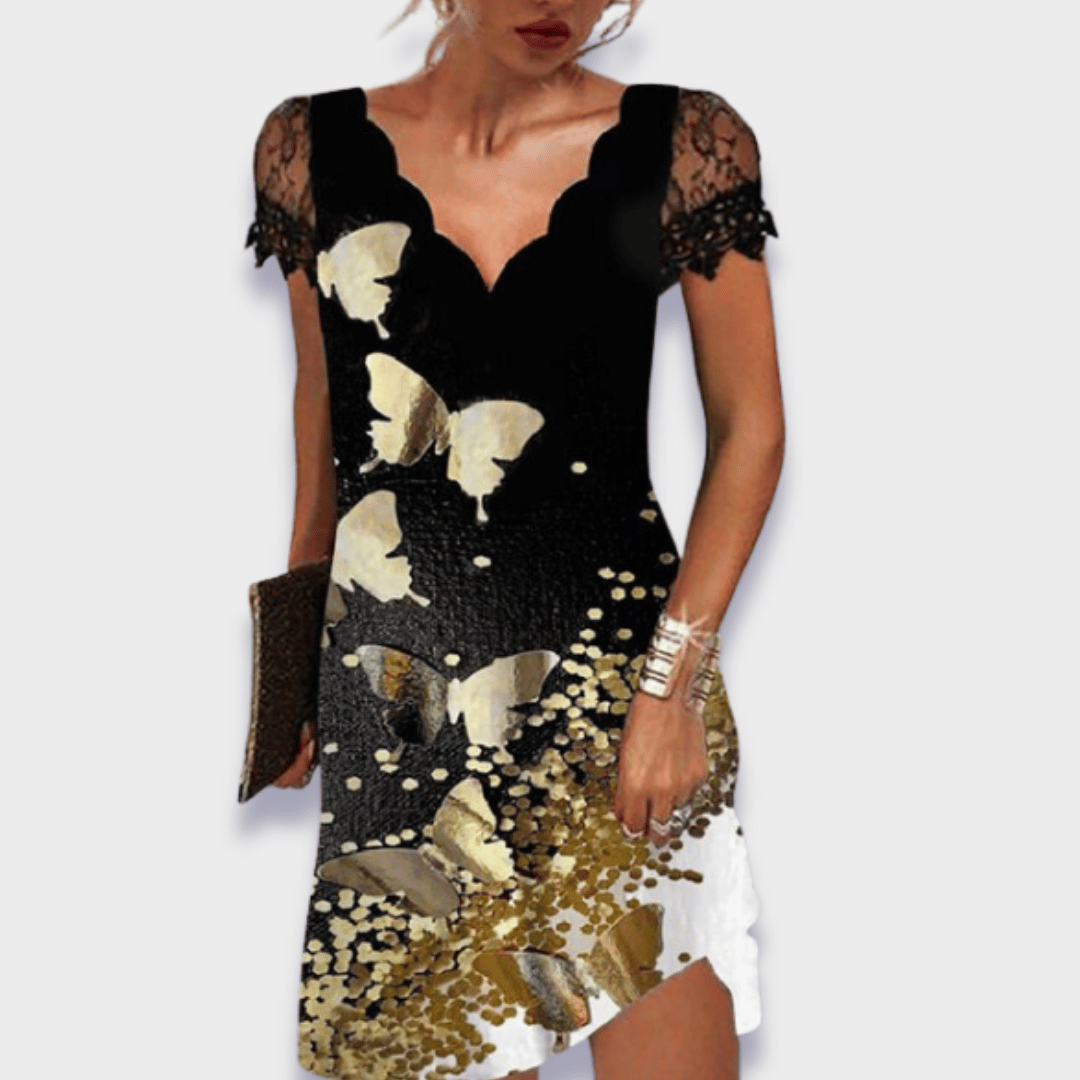 Women's V Neck Mini Dress – Butterflies