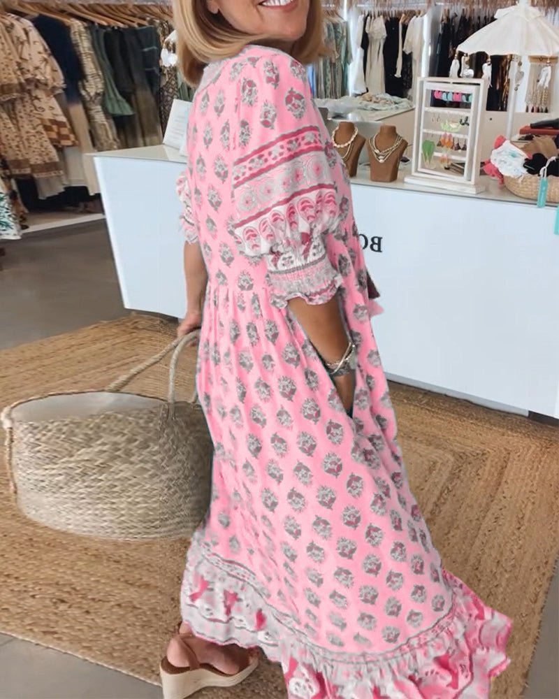 Women's V Neck Midi Dress
