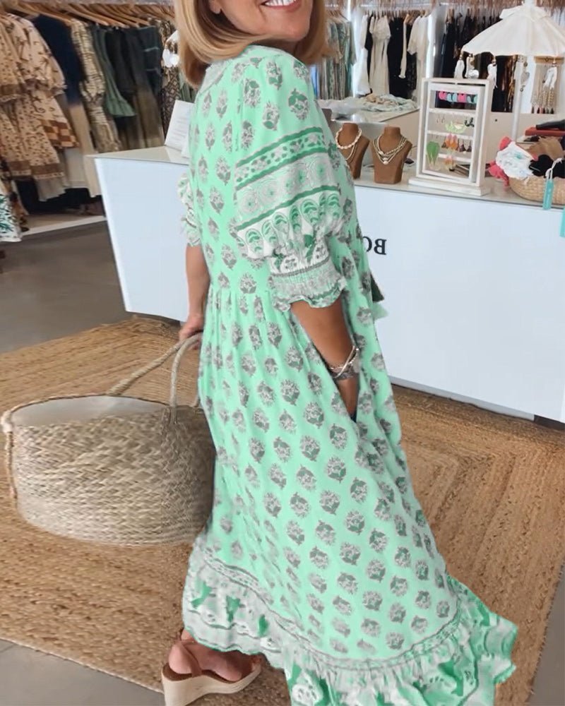 Women's V Neck Midi Dress