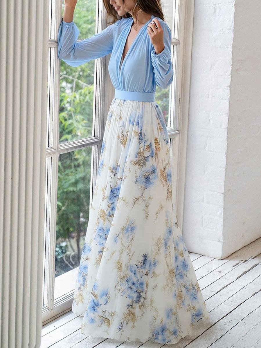 Women's V Neck Maxi Dress
