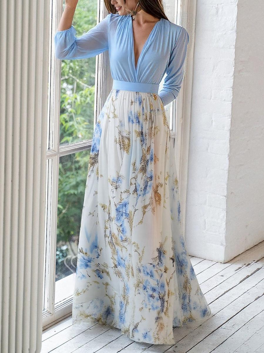 Women's V Neck Maxi Dress