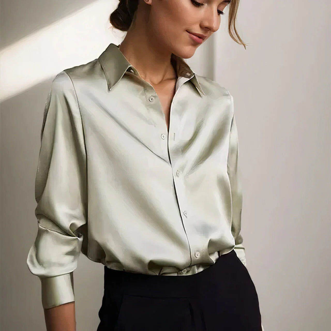Women's Long Sleeve Blouse – Green