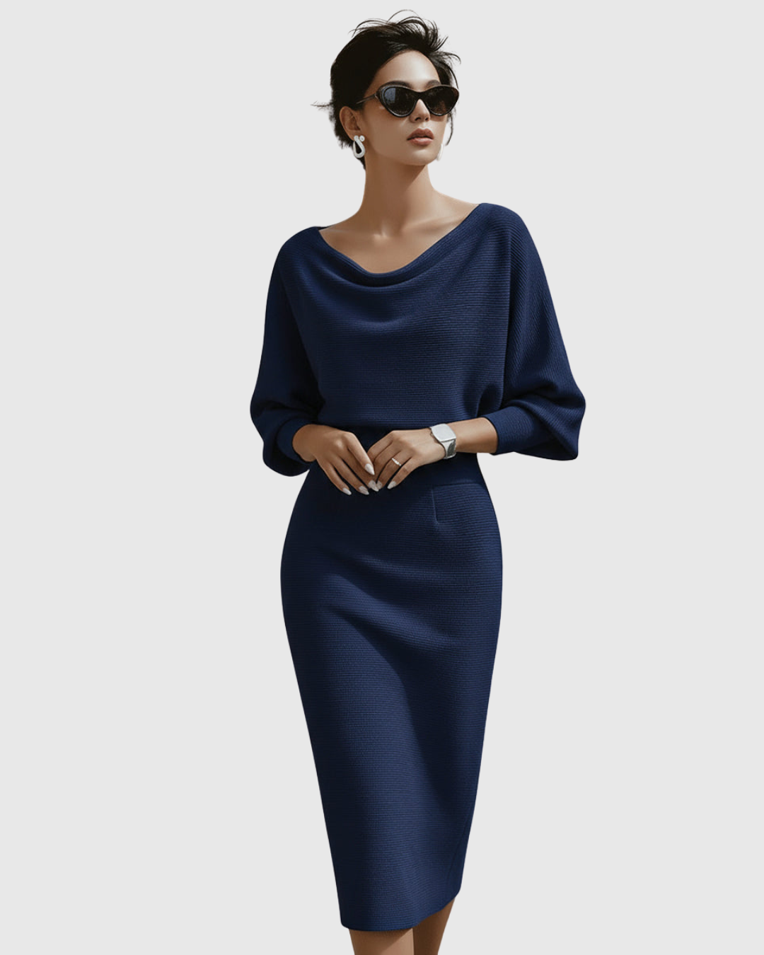 Women's Cowl Neck Midi Dress