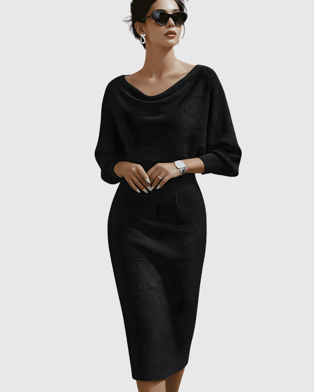 Women's Cowl Neck Midi Dress