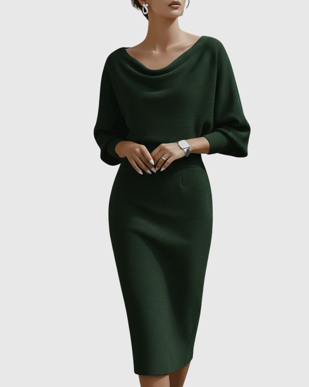 Women's Cowl Neck Midi Dress