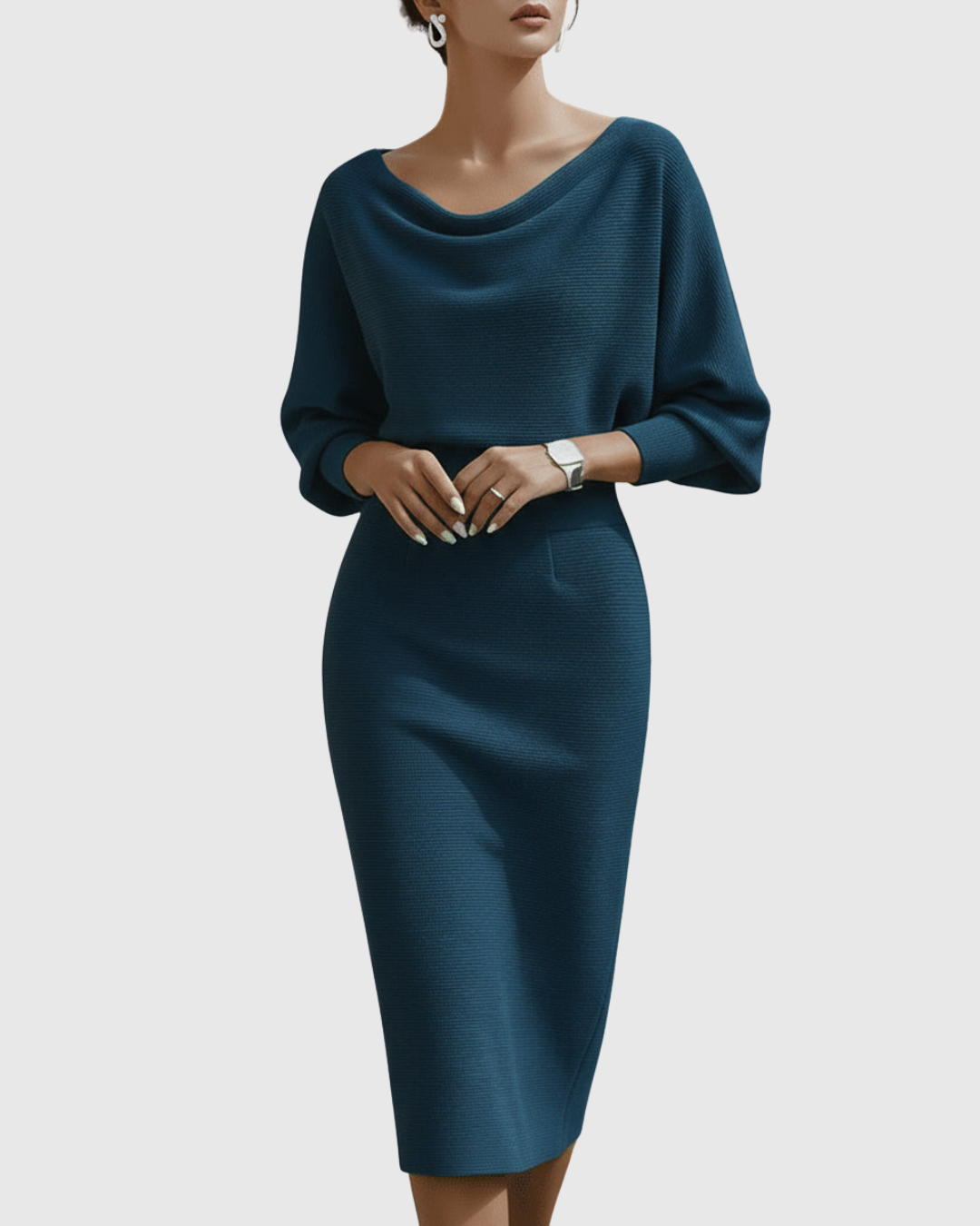Women's Cowl Neck Midi Dress
