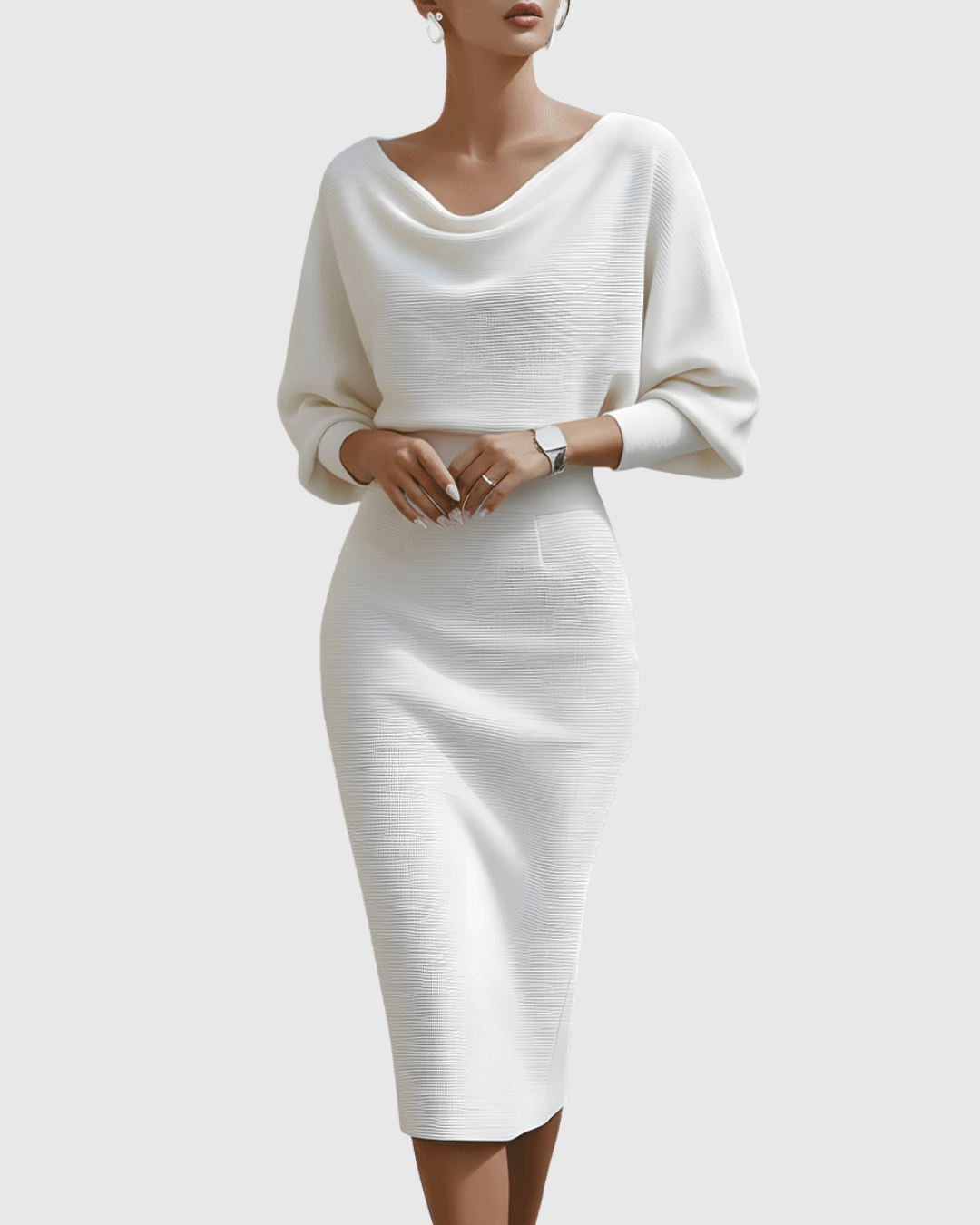 Women's Cowl Neck Midi Dress