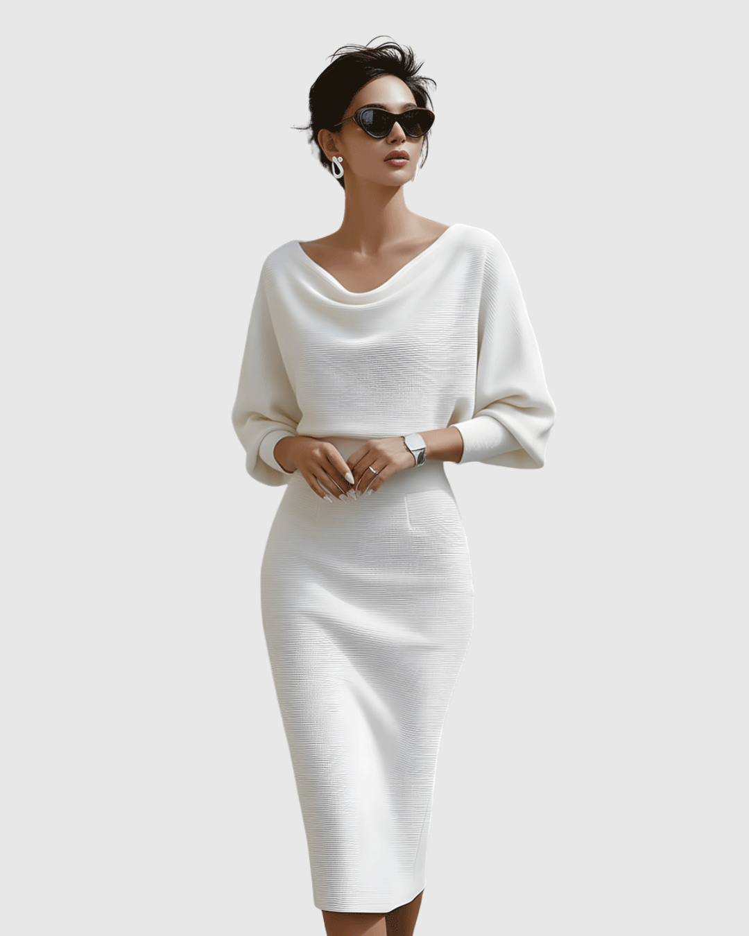 Women's Cowl Neck Midi Dress