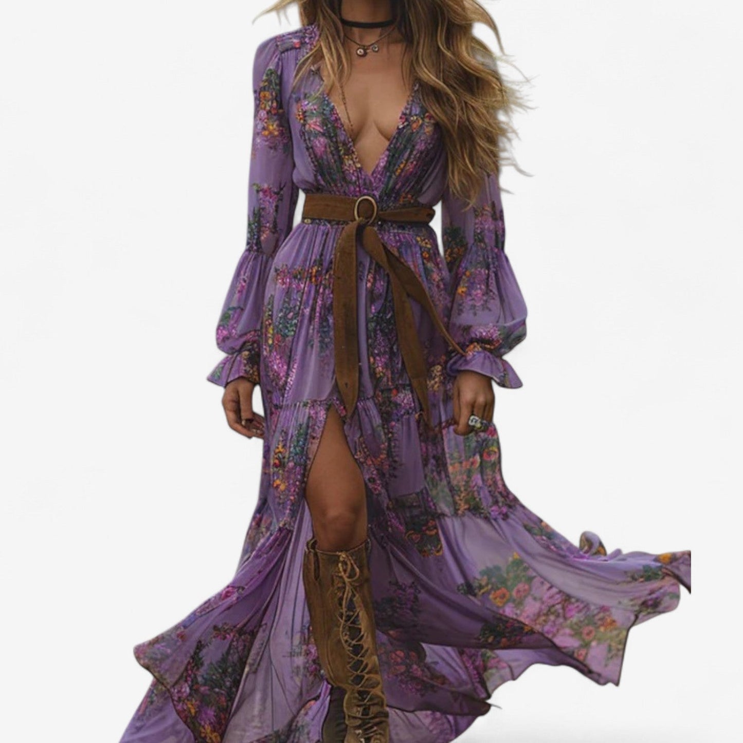 Women's V Neck Maxi Dress
