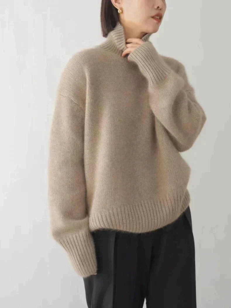 Women's Turtleneck Long Sleeve Sweater – Khaki