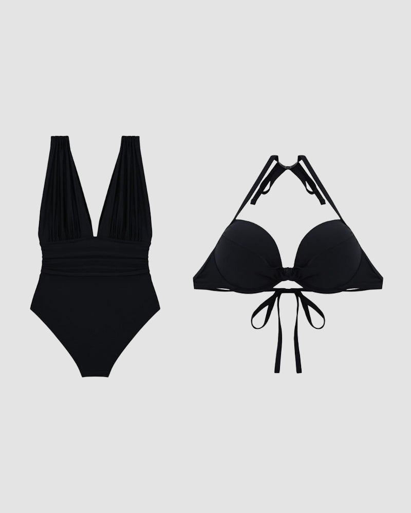 Women's V Neck One Piece Swimsuit