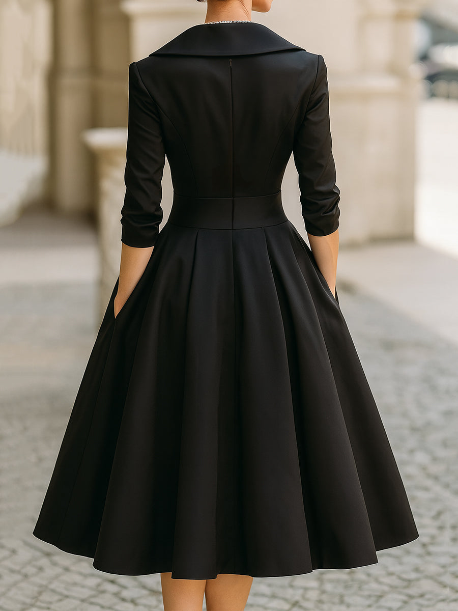 Women's V Neck Midi Dress
