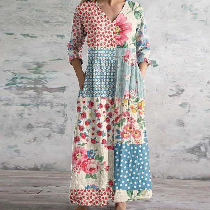 Women's V Neck Maxi Dress – Light Blue