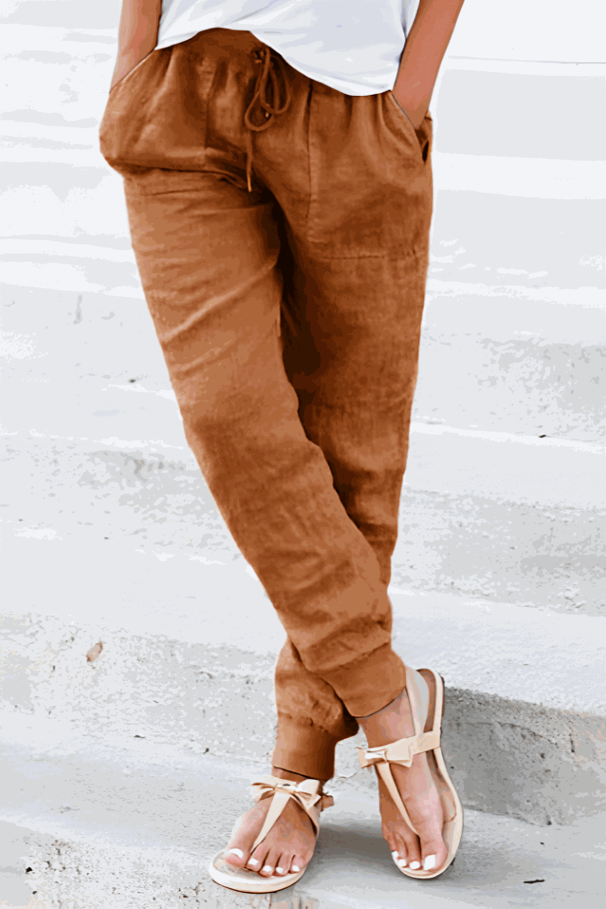 Women's Tapered Drawstring Joggers – Khaki