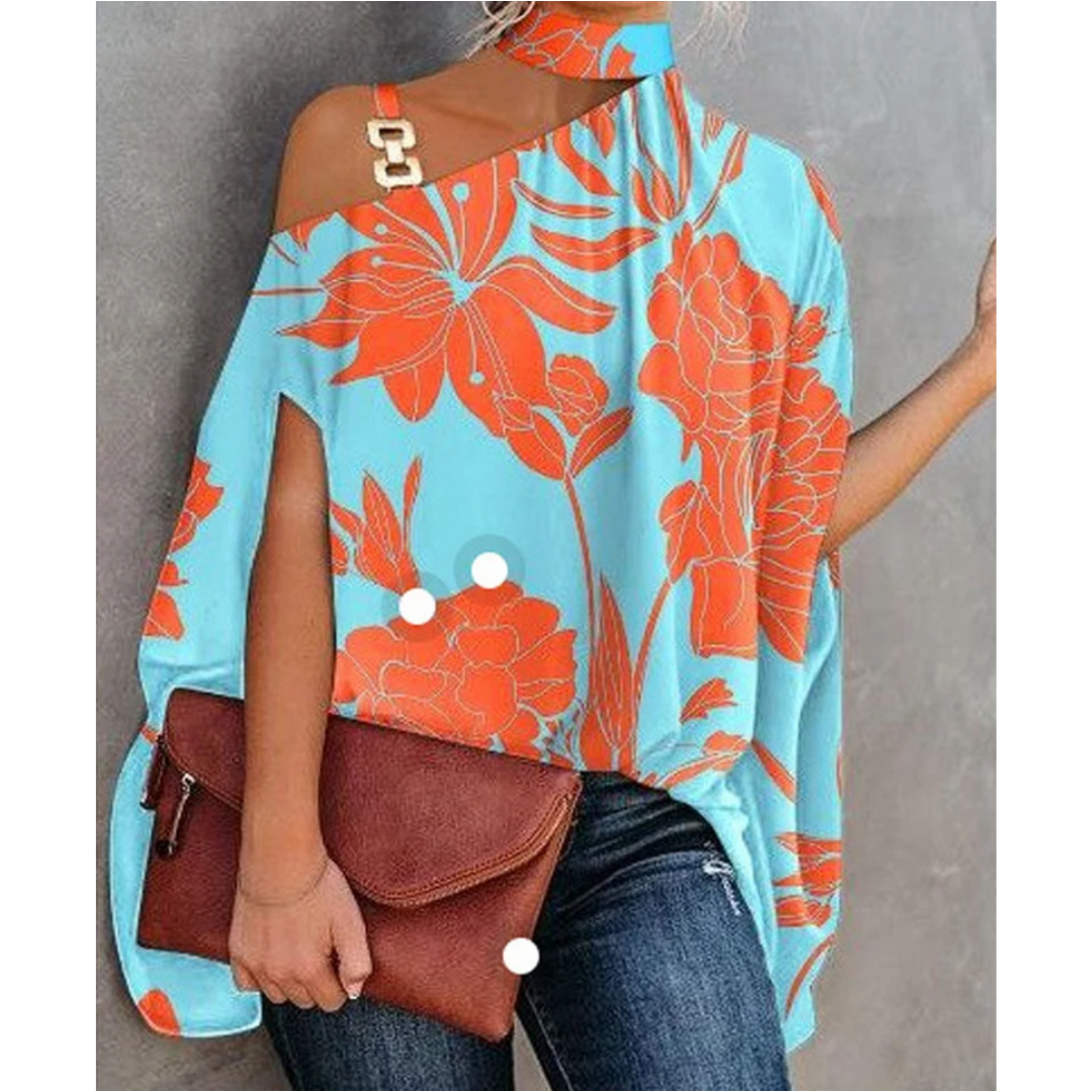 Women's One Shoulder Long Sleeve Tunic – Teal