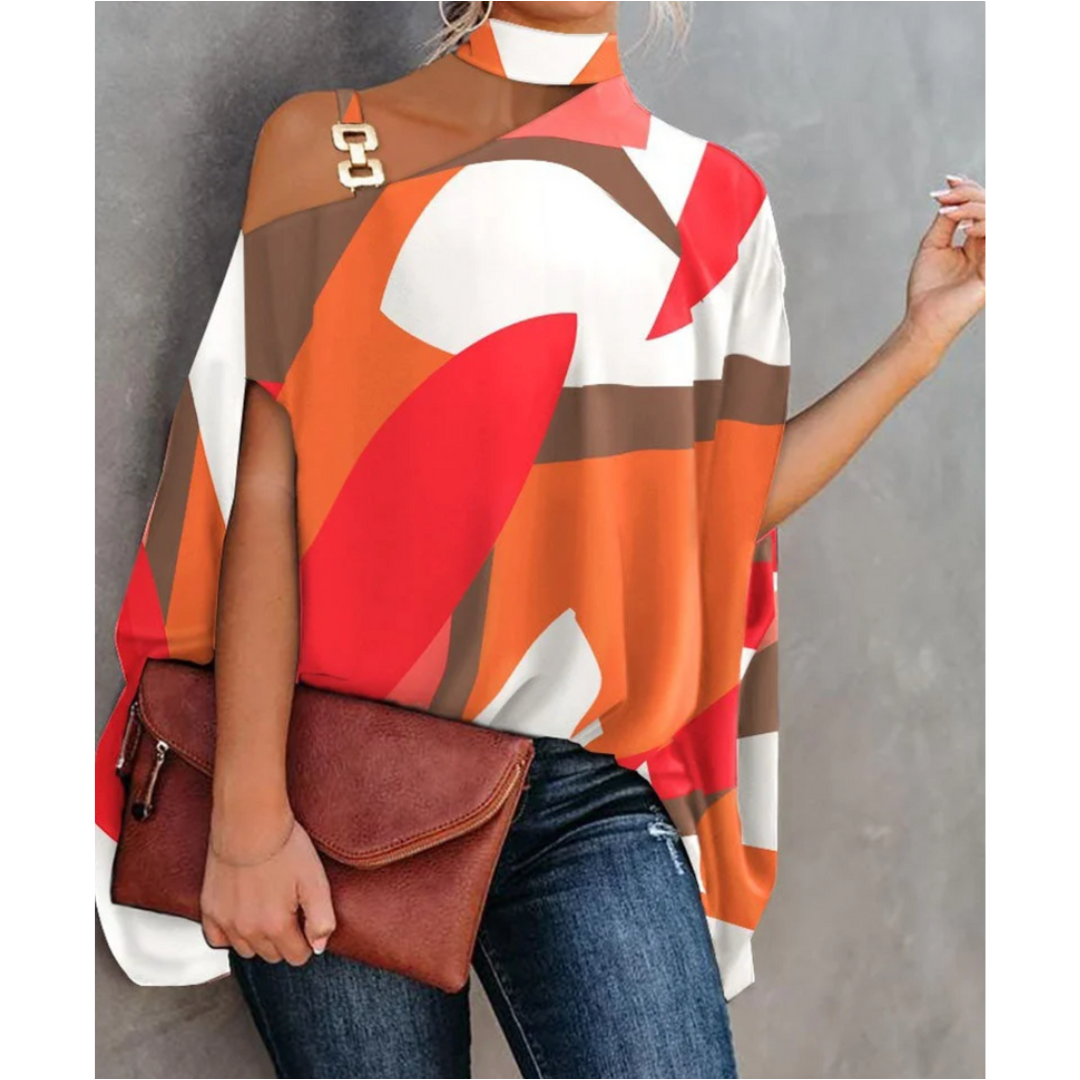 Women's One Shoulder Long Sleeve Tunic – Brown