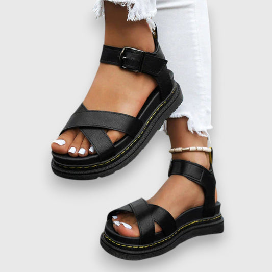 Women's Platform Ankle Strap Sandals – Black