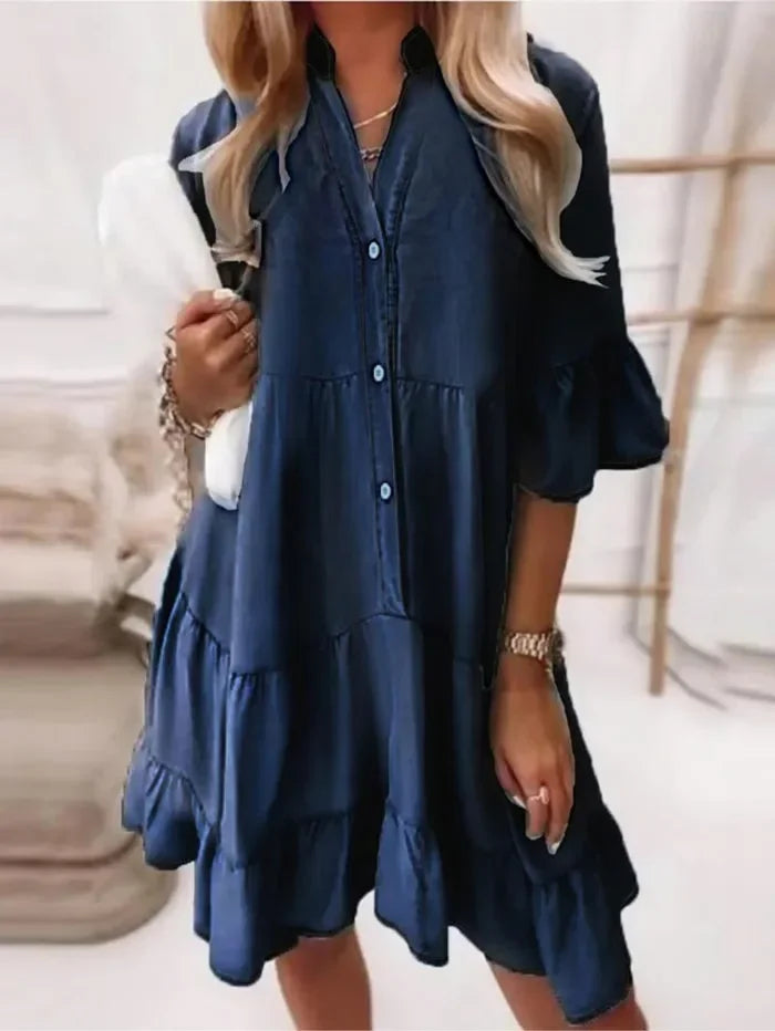 Women's Tiered Mini Dress – Dark Blue