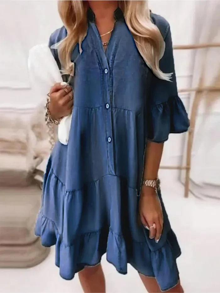 Women's Tiered Mini Dress – Navy Blue