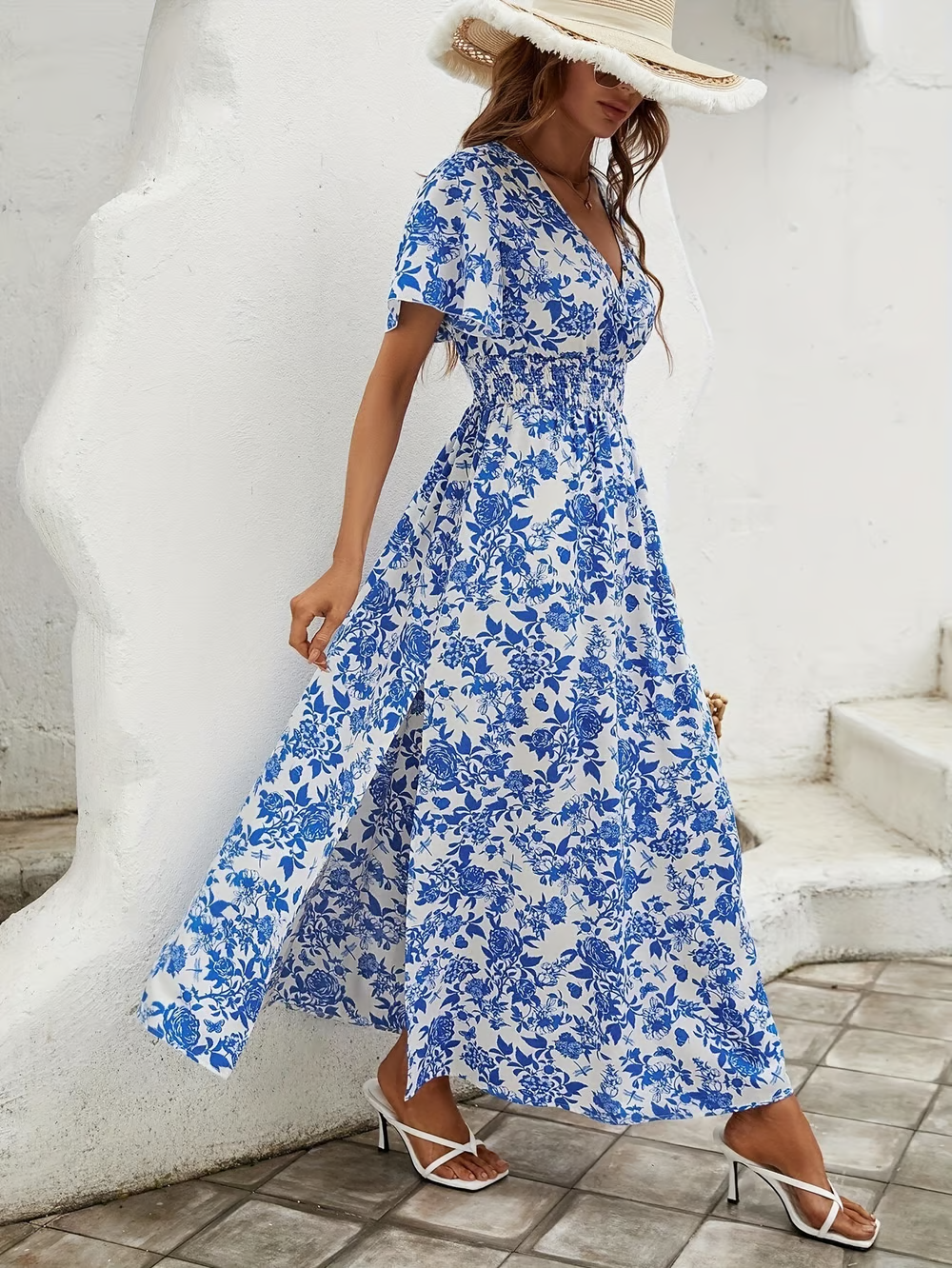 Women's V Neck Maxi Dress