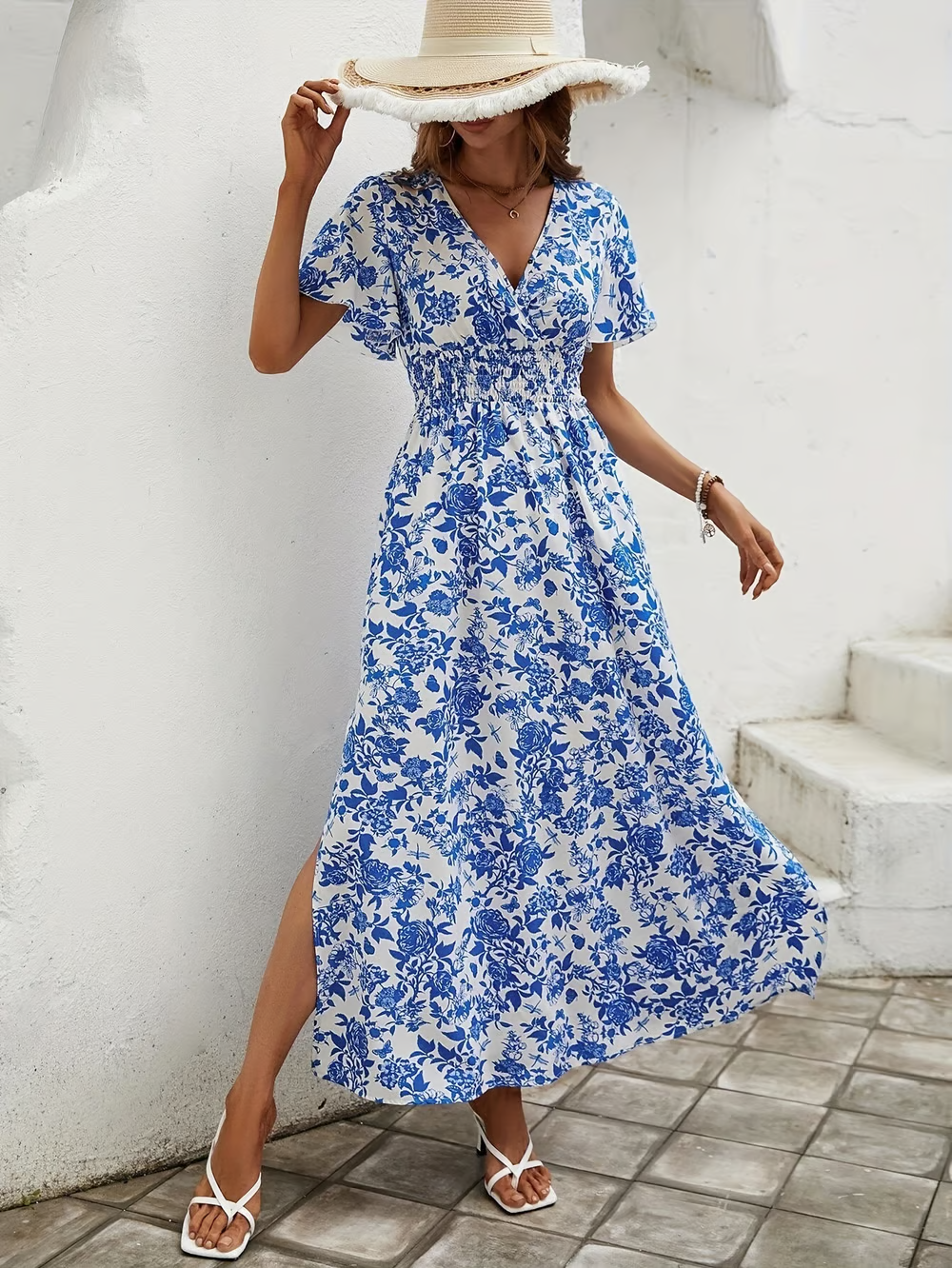 Women's V Neck Maxi Dress