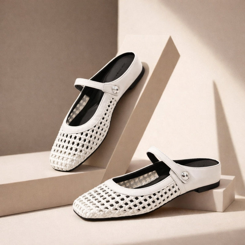 Women's Mule Mary Janes – White