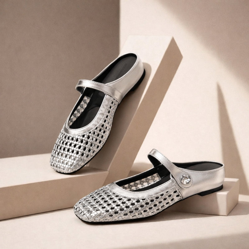 Women's Mule Mary Janes – Silver