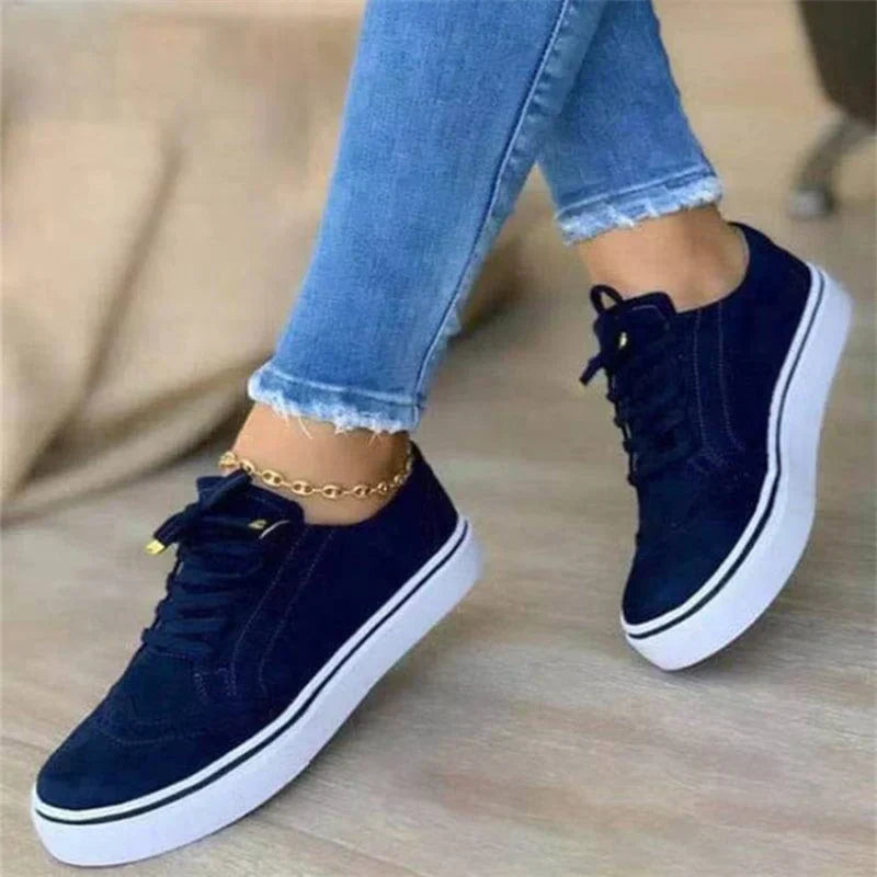 Women's Platform Lace Up Sneakers – Blue