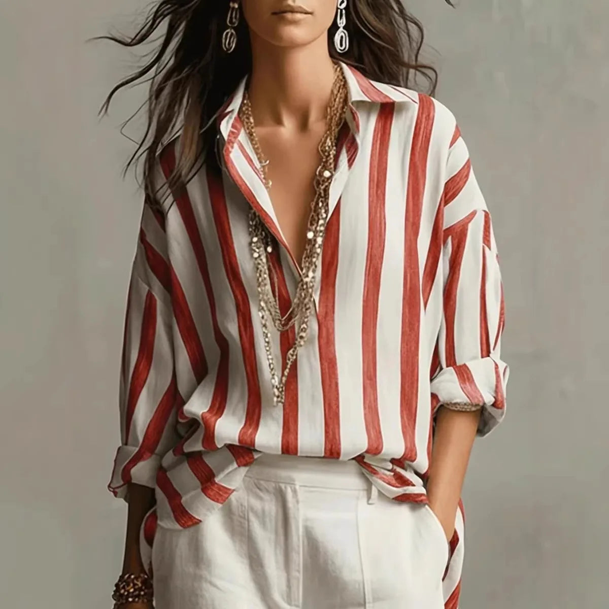 Women's Long Sleeve Blouse – Red
