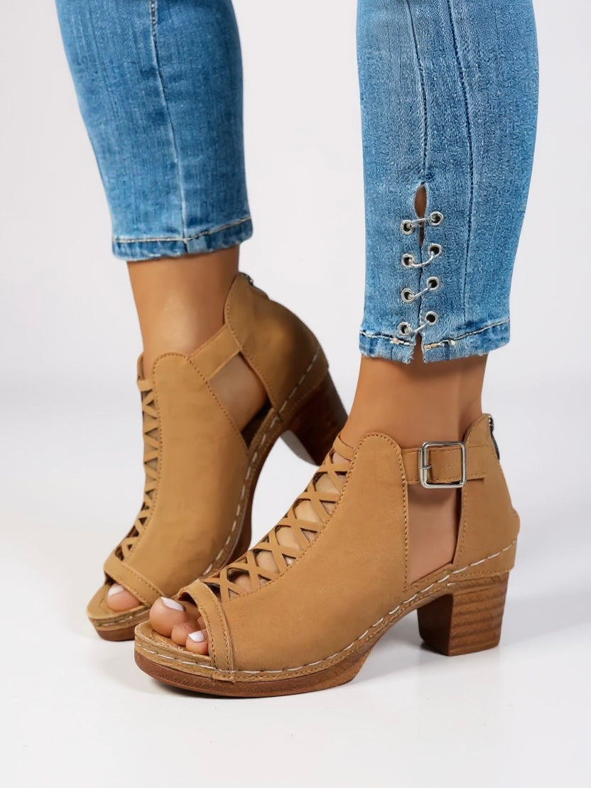 Women's Block Heel Lace Up Sandals