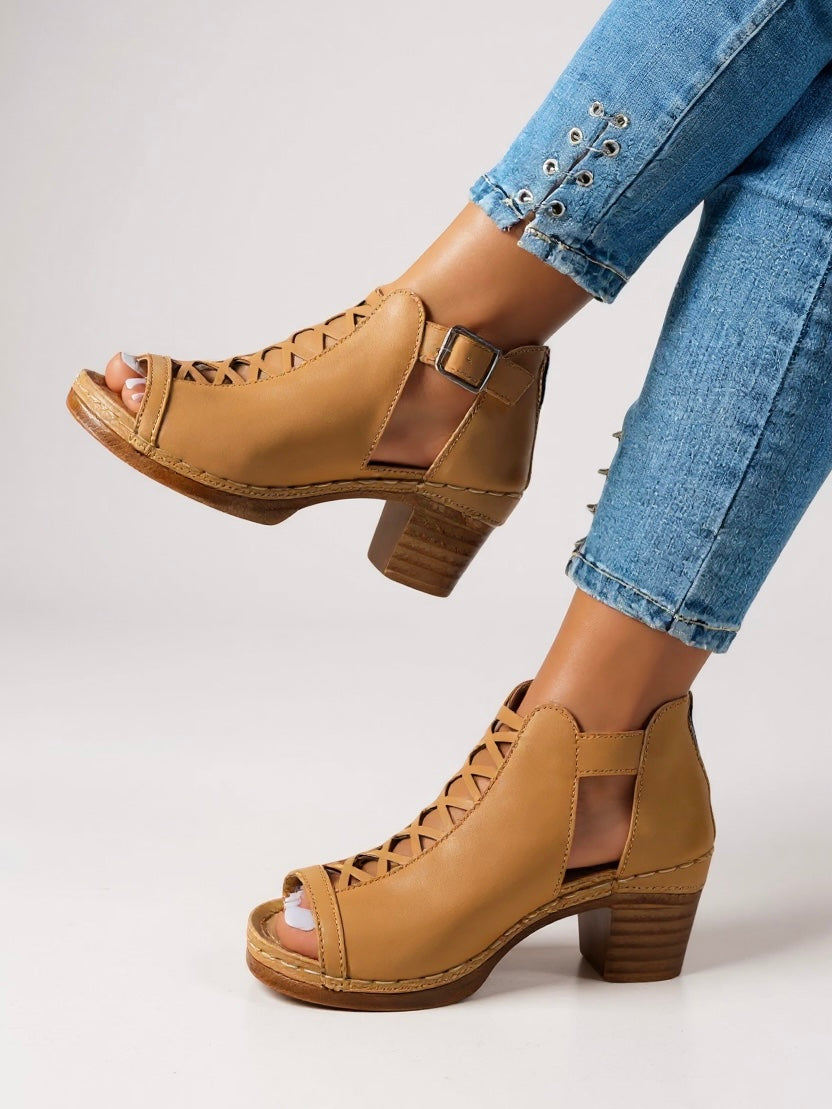Women's Block Heel Lace Up Sandals