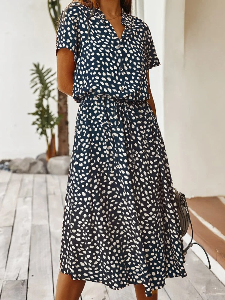 Women's Midi Dress – Navy Blue