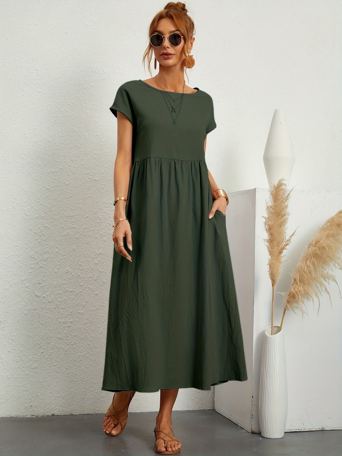Women's Midi Dress – Dark Green
