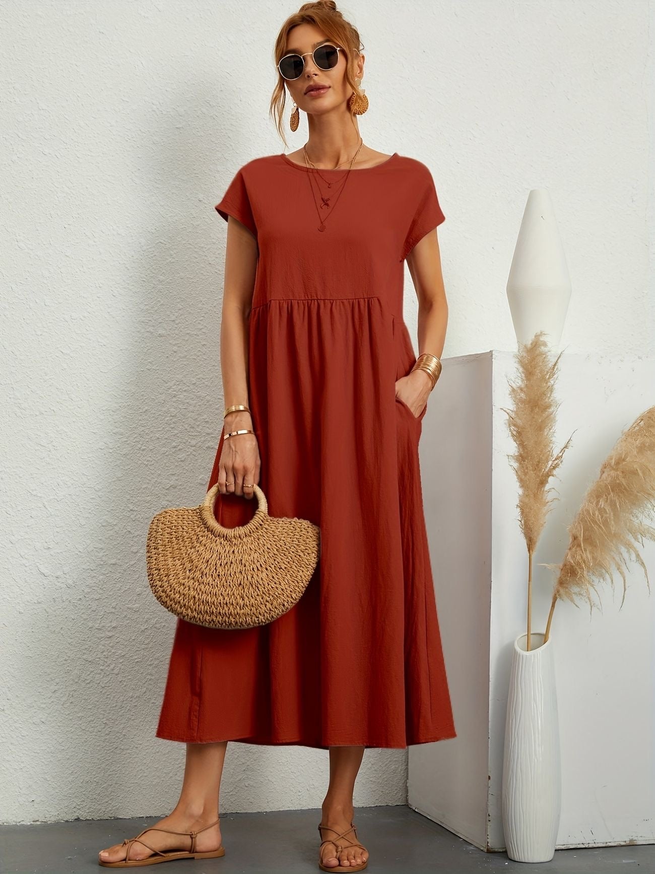 Women's Midi Dress – Orange