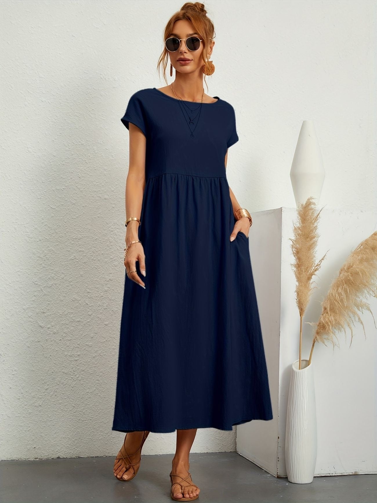Women's Midi Dress – Navy