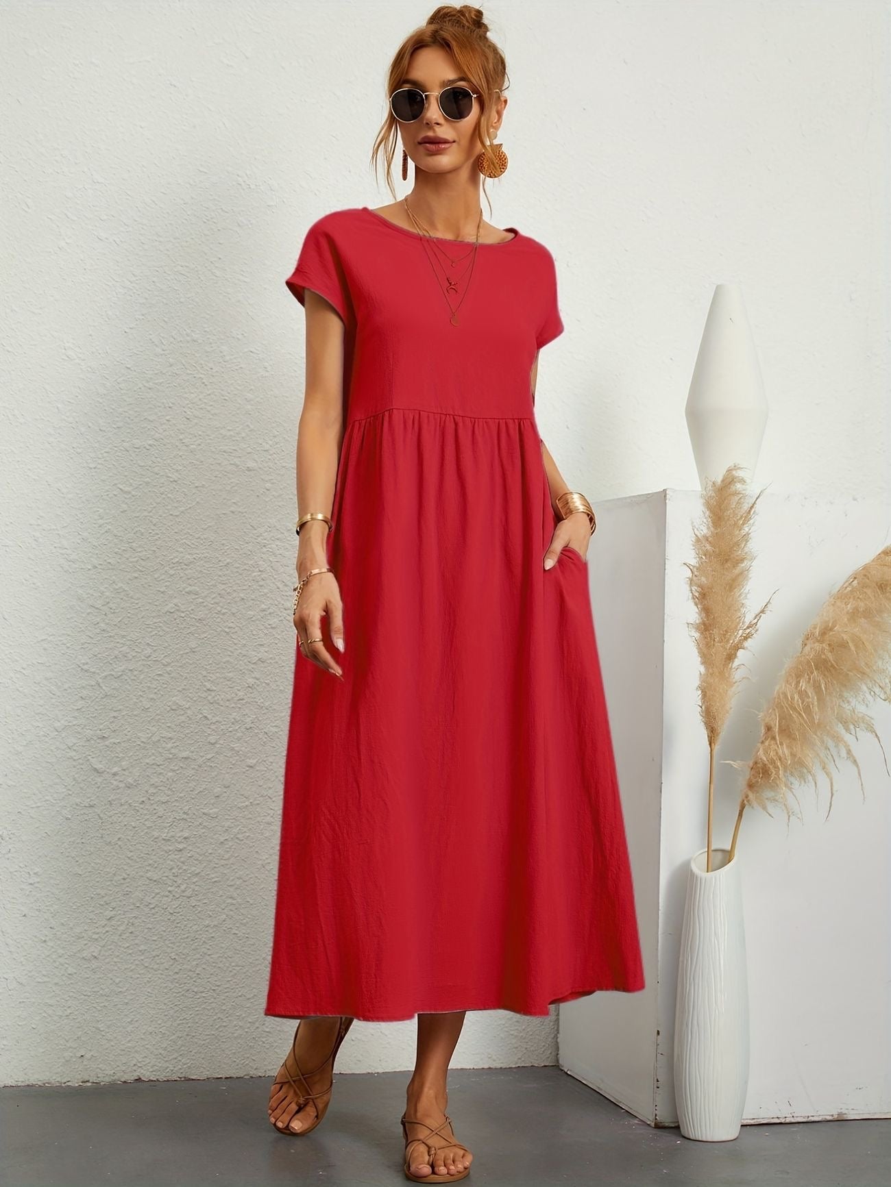 Women's Midi Dress – Red